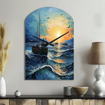 Horloge murale Vangogh Seascape With Fishing III - Vangogh