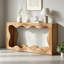 Console de 63 pouces, canapé de style campagnard avec rangement intégré, table d'entrée étroite, finition rustique brun clair pour le salon, le couloir