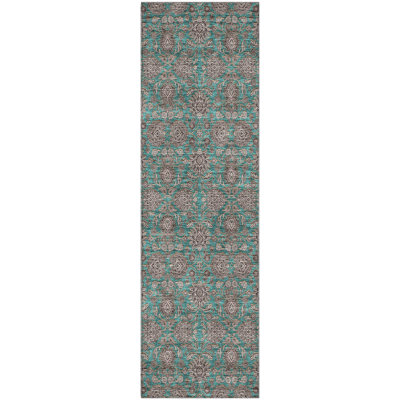 Premium Machine Washable Prisco Teal Rug