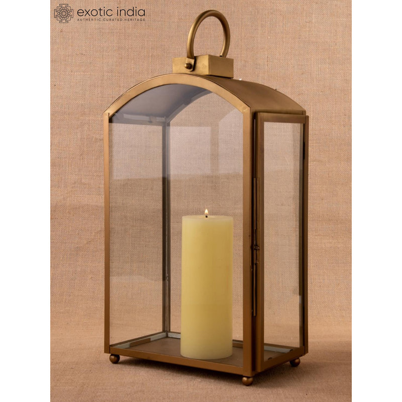 Porte-bougie suspendu en fer et verre 17,70 po H