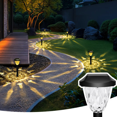 Paquet de 8 lumières solaires de sentier, lumières solaires extérieures auto-extensibles imperméables pour jardin, allée et pelouse, blanc chaud