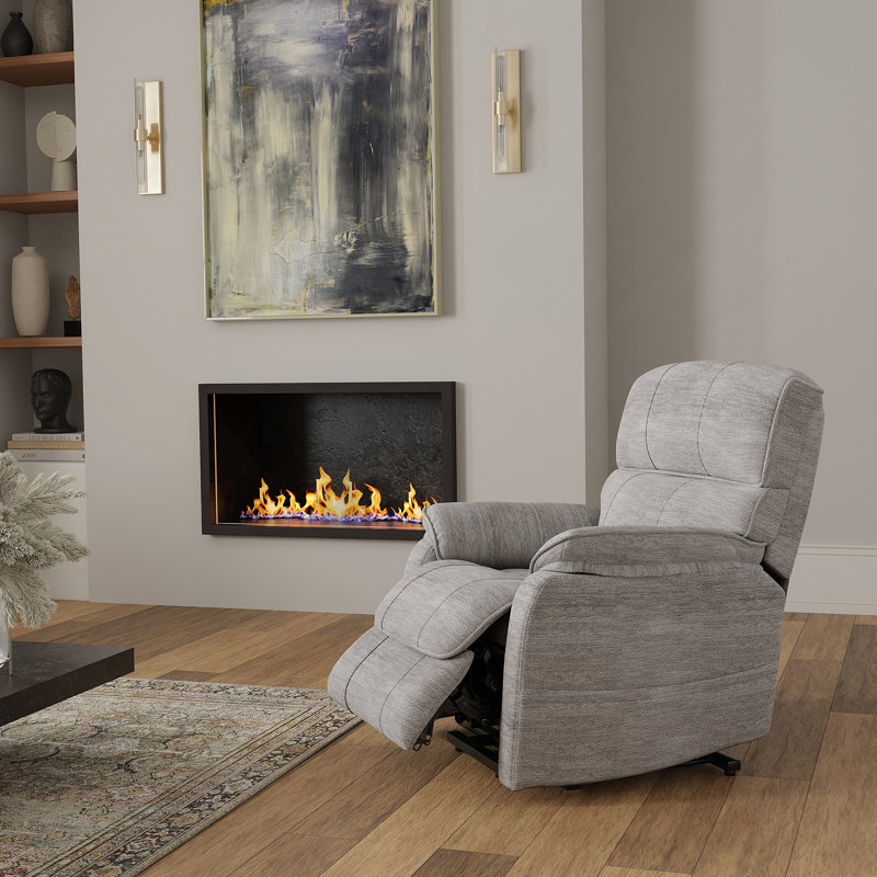 Fauteuil relevable moelleux en tissu colombe Lucie