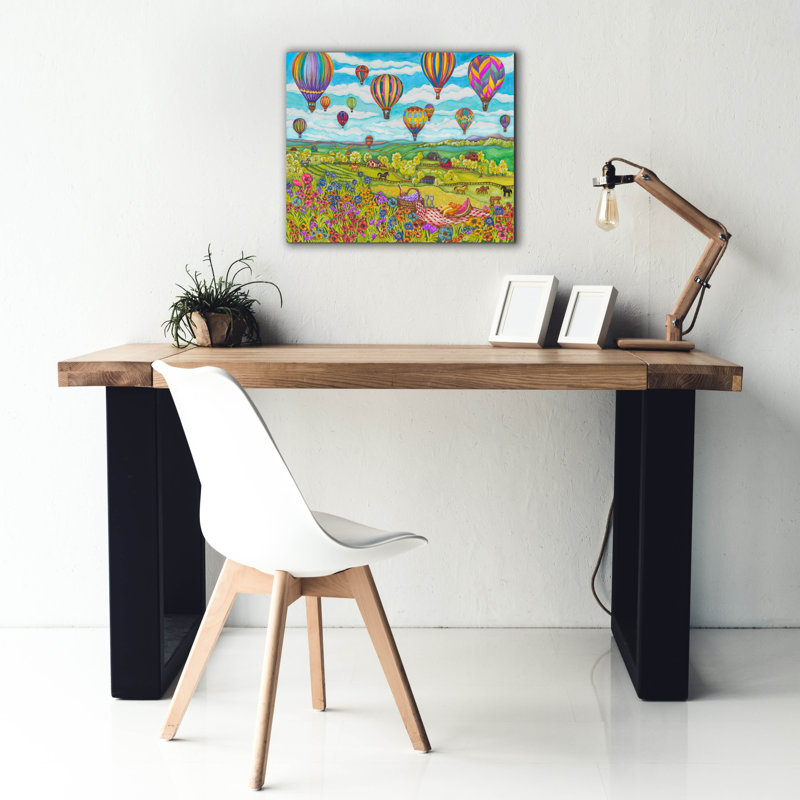 «Ballons Over Farmland» par Andrea Strongwater, art mural sur toile, H 20 po x l 24 po x P 0,75 po