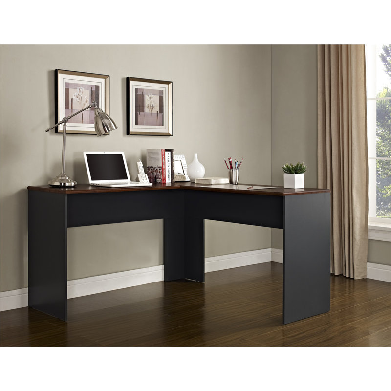 Bureau en forme de L Donegal, Cerise / gris ardoise