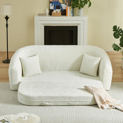 Curved Convertible Recliner Sofa With Deep Seat Comfort