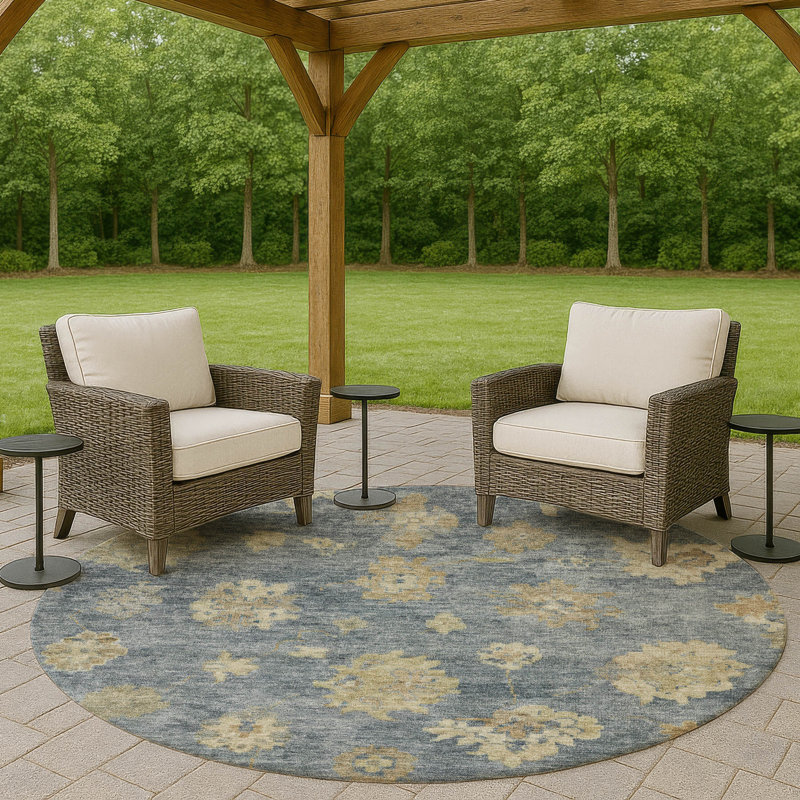 Machine Washable Indoor/Outdoor Chantille ACN2305 Global Rug, Round 8'