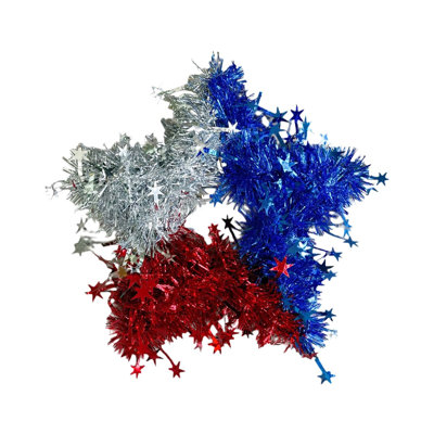 Independence Day Wreath Madder Five-star Wreath Decoration Pendant Redsilver Blue Star Door Hanging Ornaments