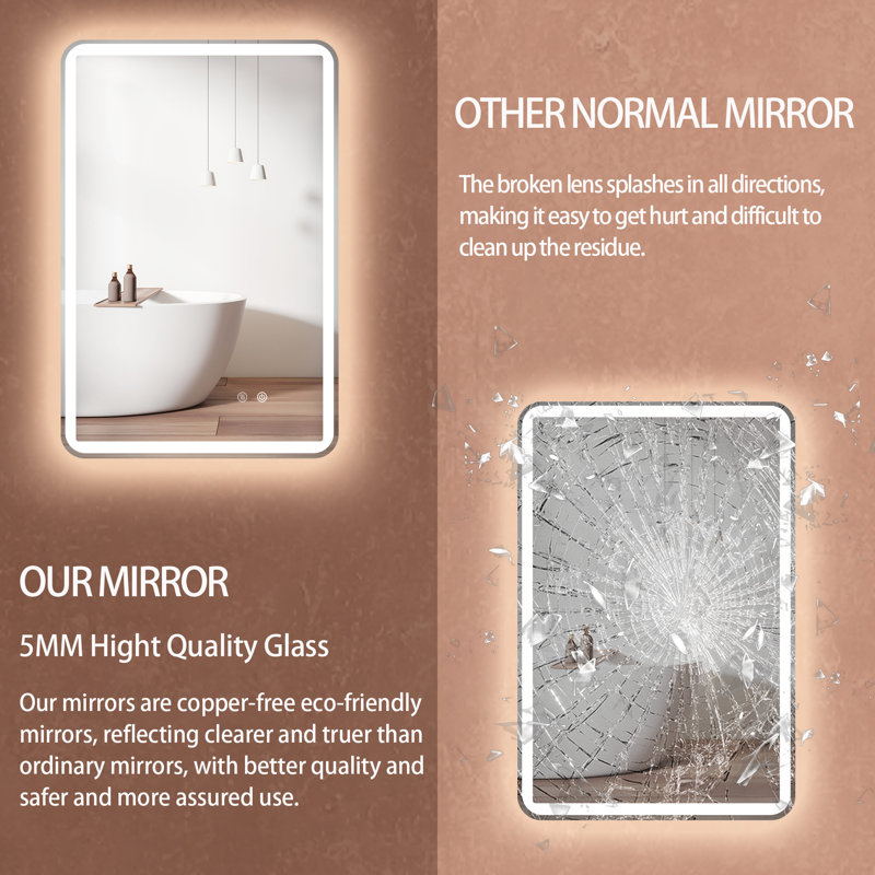 Miroir mural de salle de bain Jaydehn, 36 po x 24 po