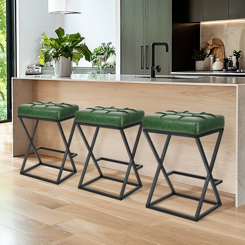 Tabouret de bar Mid-Century 26 po, Vert