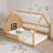 Full Size Wood House Bed with Window and Fence-1109348257