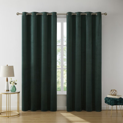 Pleze Velvet Semi Sheer Curtain Pair