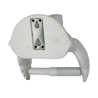 Porte-papier hygiénique en résine blanchie à la chaux, en forme de tortue marine, avec rouleau en plastique, 16,5 cm de large.
