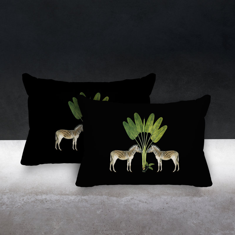 Outdoor Reversible Throw Pillow, 20W" x 14H", Black