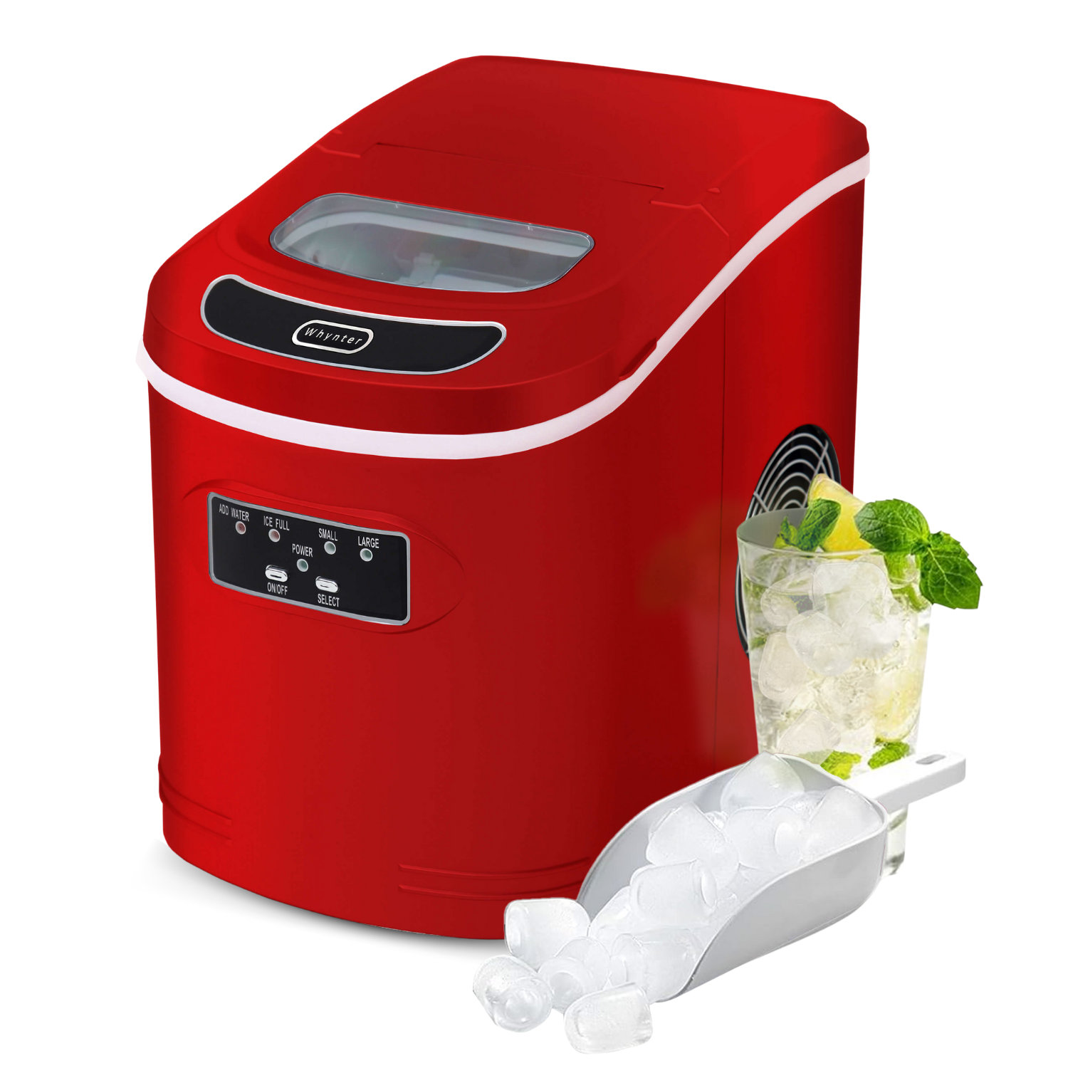 Whynter Compact Portable Ice Maker 27 lb capacity - Red - Red | Fridge.com