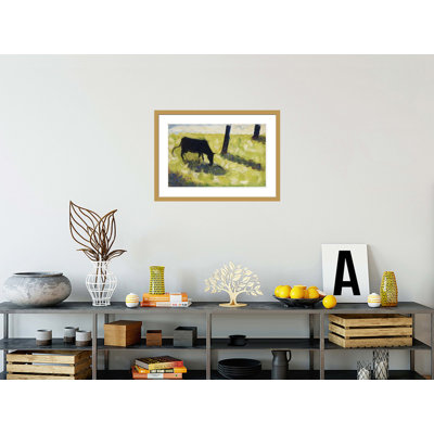 «Black Cow in a Meadow» par Georges Seurat, impression giclée sur cadre