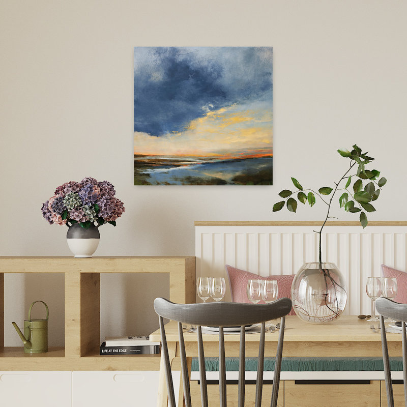 Cayucos, paysage abstrait contemporain, art naturel, H 18 po x l 18 po