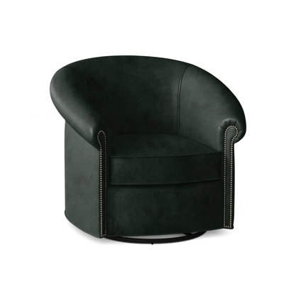 Stellan Leather Swivel Barrel Chair