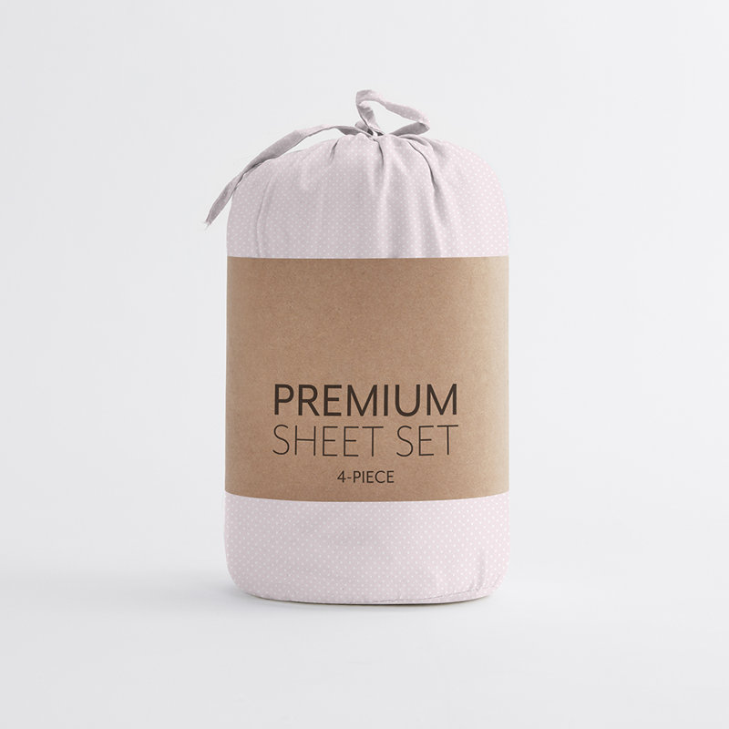 Pink Cotton and Polyester Microfiber Kids Full Sheet Set