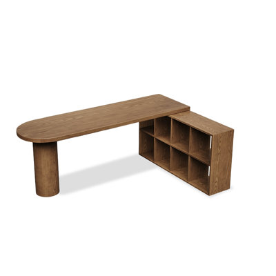 Nut-brown Half-circle Solid Wood desk