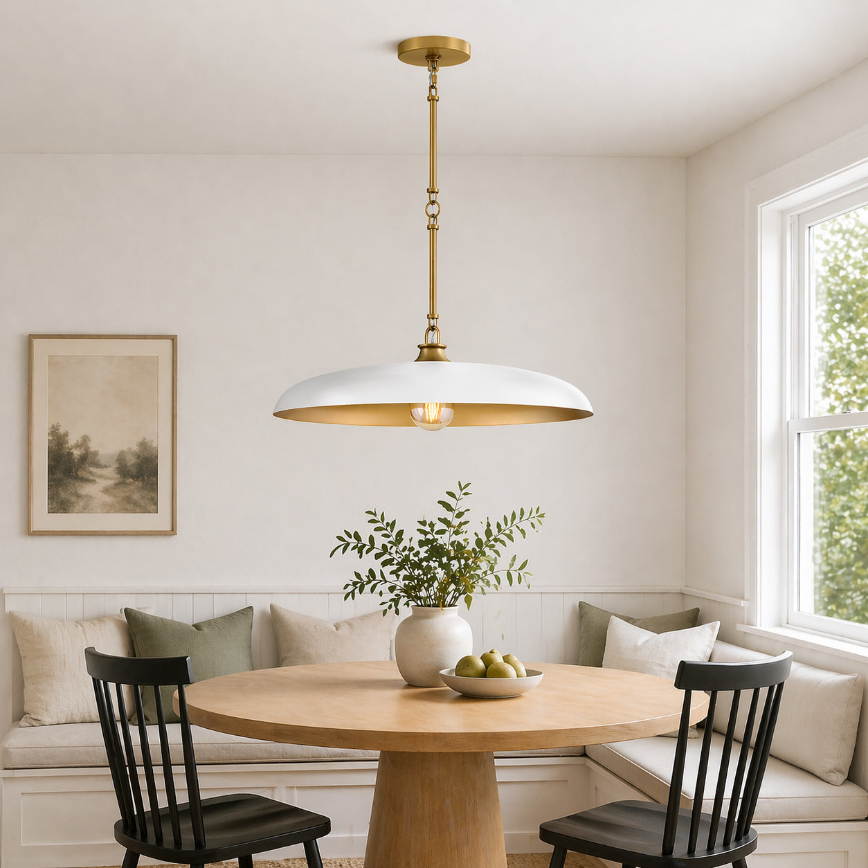 Hinkley Sadie Dimmable Single Light Pendant, 8" H x 24" W x 24" D, Chalk White