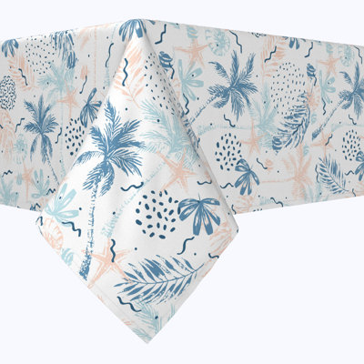 Square Tablecloth, 100% Cotton, 52X52", Tropical Summer