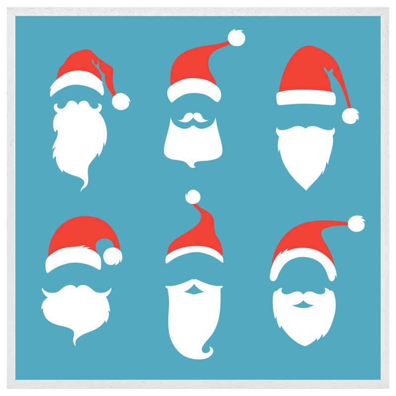Cassopolis Santa Hats 8 Piece Single Picture Frame Wall Art, 31cm H x 31cm W x 4cm D, White