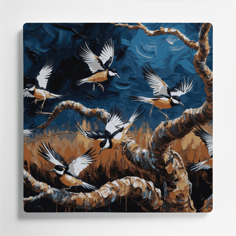 Art mural oiseaux en métal gris, H 12 po x l 12 po