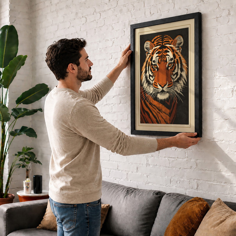 Tiger's Gaze Rustic - Framed Print, Unframed, A1 - 84.1 x 59.4 cm