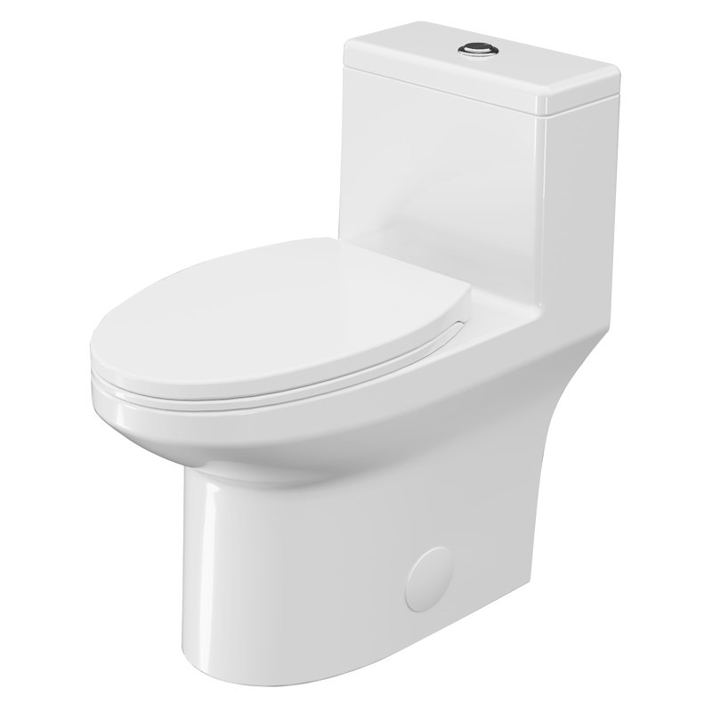 Sotomo Elongated One-piece Skirted Toilet, Ada Comfort Height 17.2", Map 1000g, Dual Flush 1.1/1.6 Gpf, Compact Toilet, Soft-close Seat, 12" Rough-in