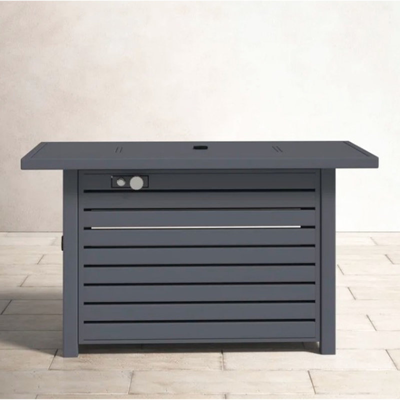 Gray Fire Pit Table - 8 Hours Burning, Steel Construction For Backyards Outdoor Fireplace Stainless Exterior