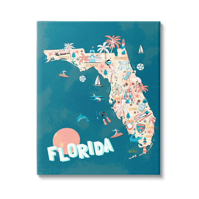 " Florida Sunny State Retro Vacation Tourism Vivid Map " by Ziwei Li