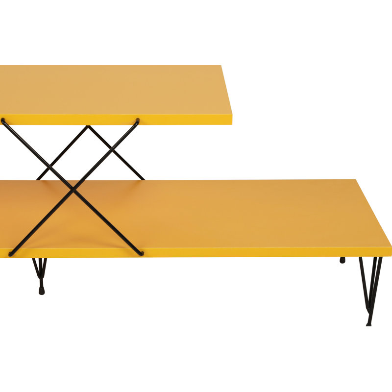 Stylish TV Stand with Iron Legs, Yellow, 47.2 x 15.7 x 11.8 inches | 100% Melamine Coated Particle Board, Thickness: 0.7 inches | Numerous Shelves for Storage, Perfect for Living Room & Entertainment Spaces