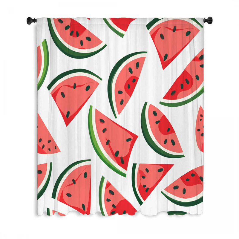 Watermelon Window Curtains, Fruit Blockout & Sheer Curtains - 1 Panel, 50" W x 84" L