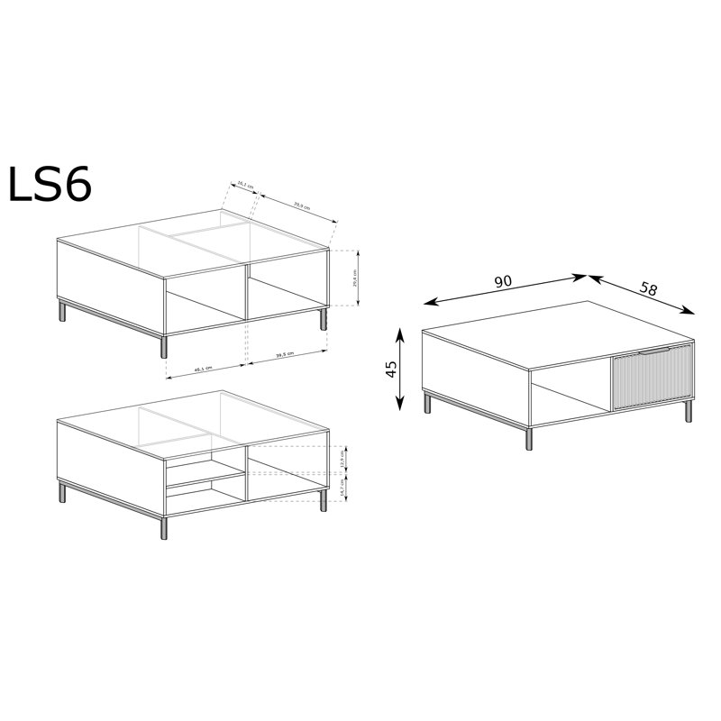 Four Leg Coffee Table with Storage, Indigo