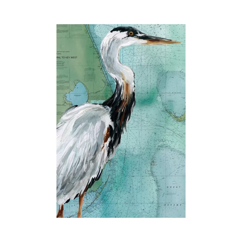 Key West Crane by Carol Robinson - Print on Canvas, 20.32 cm H x 30.48 cm W, Wrapped Canvas