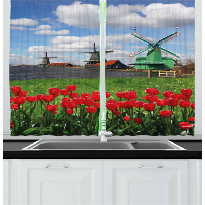 Floral Pointed Kitchen Curtain