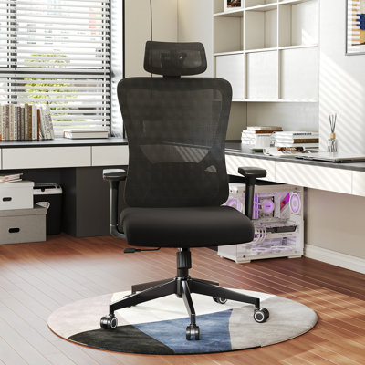 Chaise de bureau ergonomique respirante à dossier en filet avec appui-tête