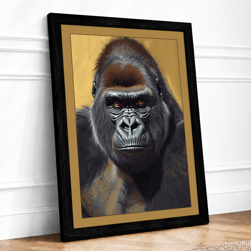Gorilla Contemplation Modern - Print, A2 - 59.4 x 42.0 cm, Black