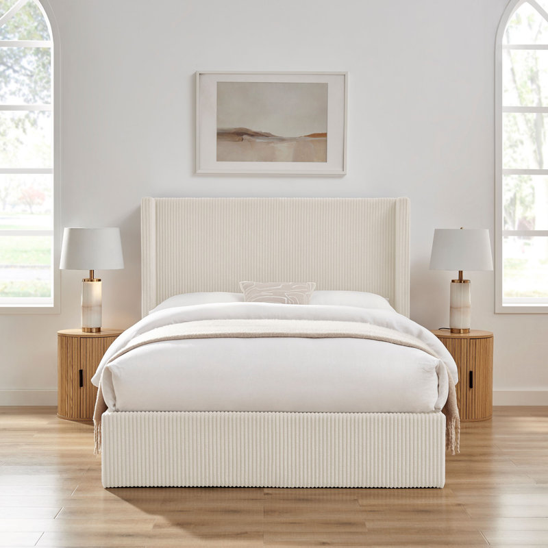 Upholstered Ottoman Storage Bed, Cream, Double (4'6)