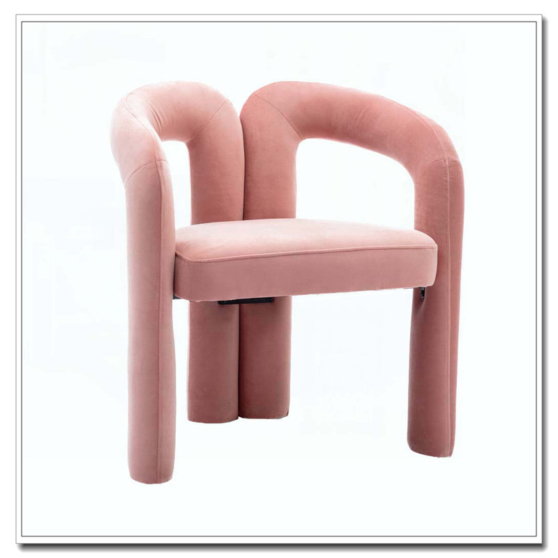 Fauteuil de cuisine en velours rembourré, Rose