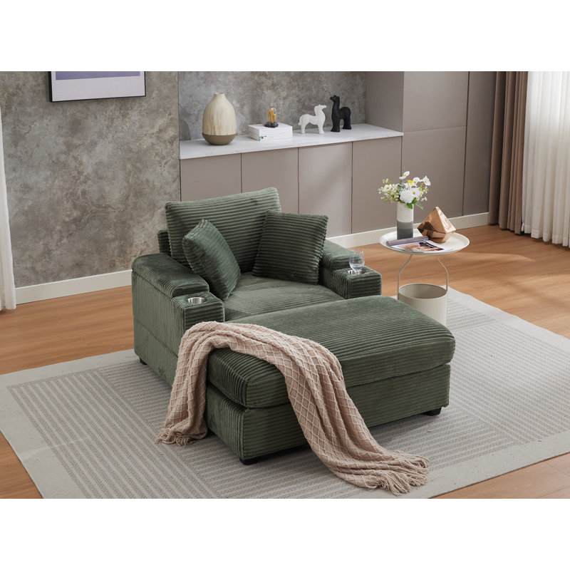 Upholstered Chaise Lounge, Green