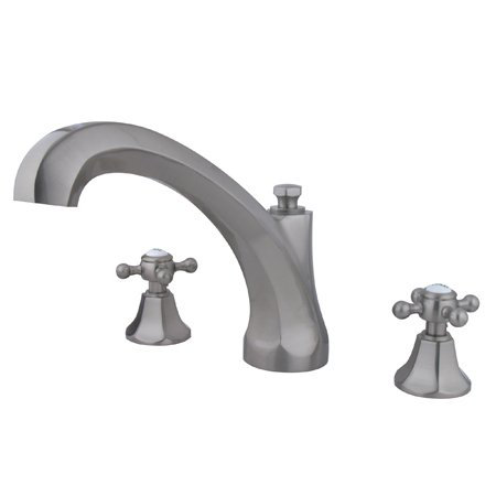 Metropolitan Double Handle Deck Mounted Roman Tub Faucet, Brushed Nickel