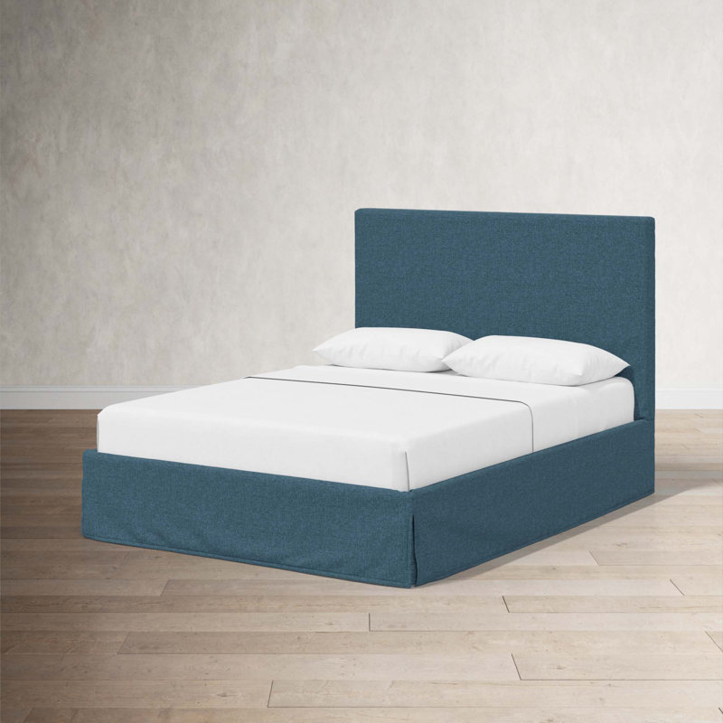 Verona Upholstered Slipcover Bed, Zuma Navy Textured Linen, Queen
