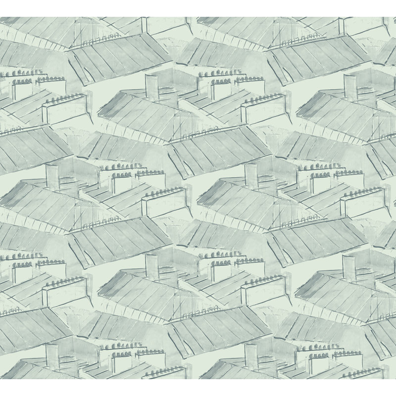 Paule Marrot Geometric Wallpaper Double Roll, Slate Green