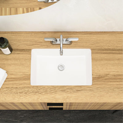 Évier encastré blanc rectangulaire 18 "x 12" avec trop-plein en céramique - look classique moderne, armoire de salle de bain de style contemporain, à teinture