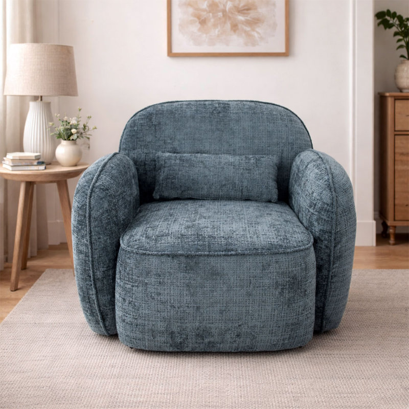 Dallas Swivel Chair, Aegean Blue Green Velvet