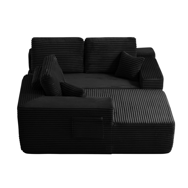 104" Cloud Sectional Sofa With L-Shape Chaise And Side Pockets, Left Hand Facing, Black Fabric