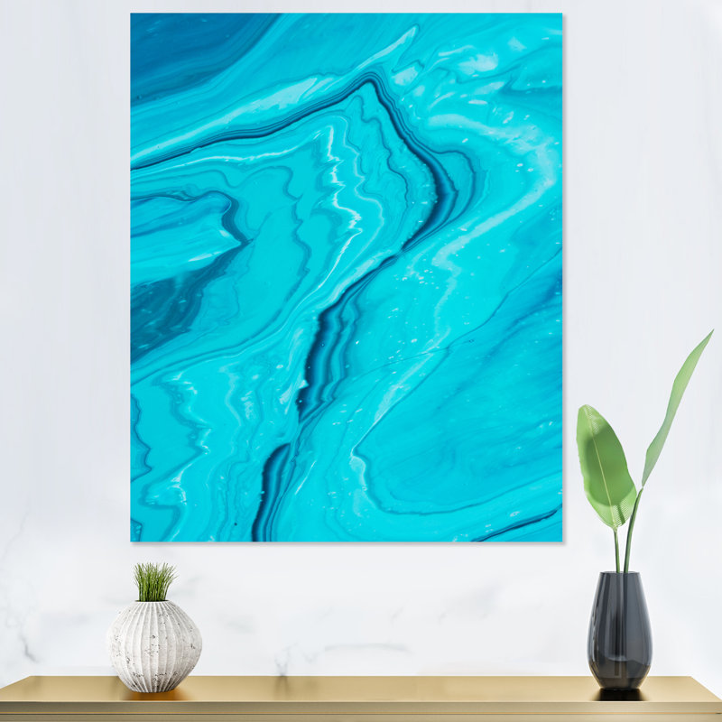 «Luxury Turquoise Marble River VII», reproduction d'art moderne sur toile, H 40 po x l 30 po x P 1,5 po, Toile tendue