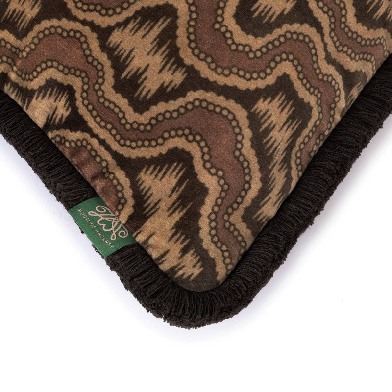 XYLEM Velvet Medium Fringed Cushion - Cosmos