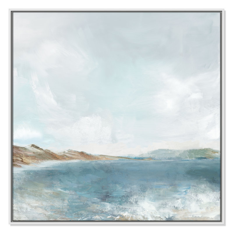 Echoes in Blue Print par PI Studio, H 37,5 po x l 37,5 po, Flotteur blanc